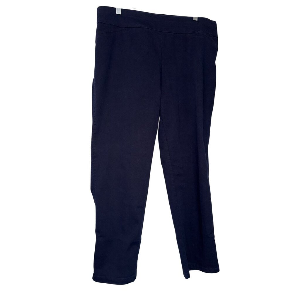 Croft & Barrow Womens Effortless Stretch Pants Navy Blue Size 16 Short Cotton